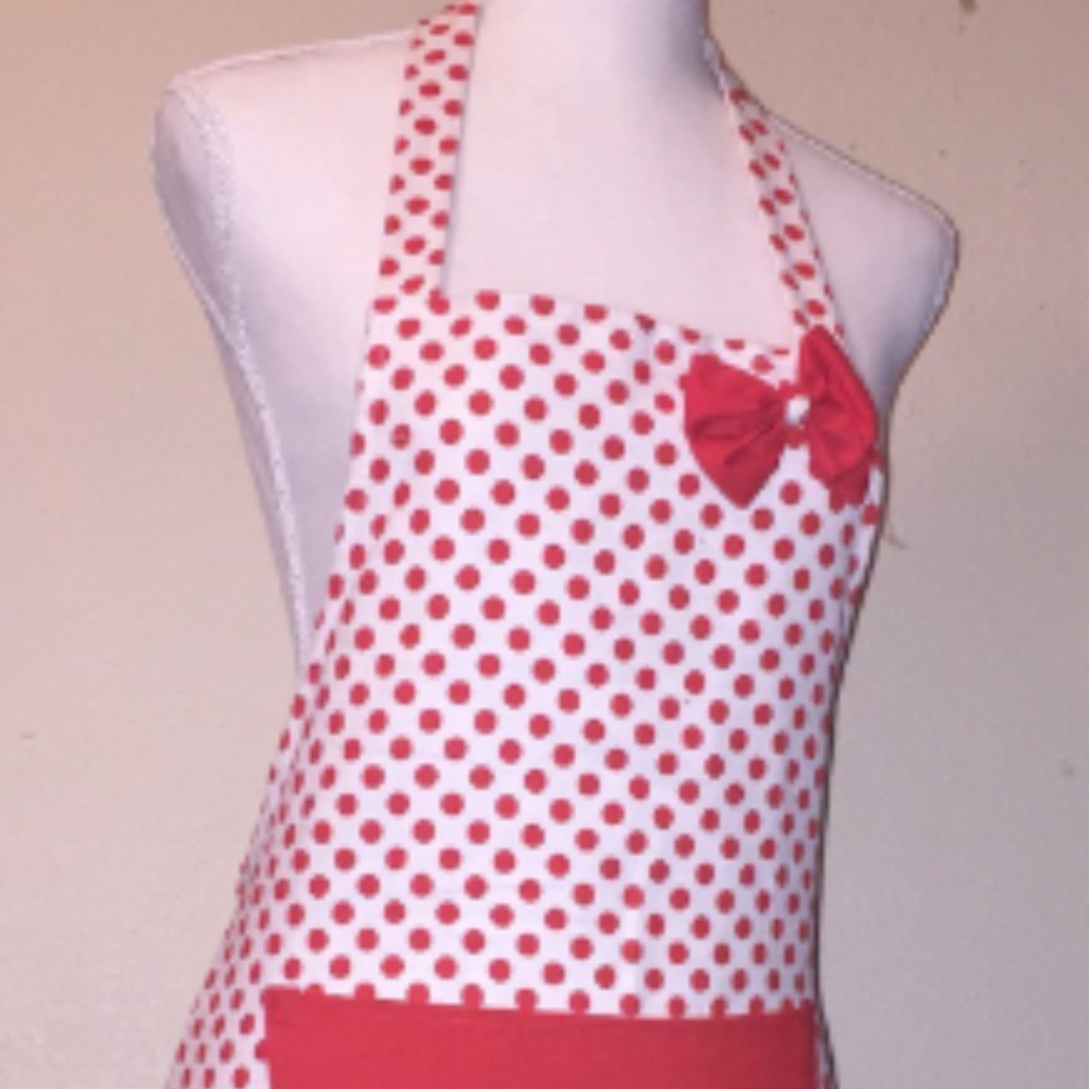 Handmade Red&White Polka-Dot Apron